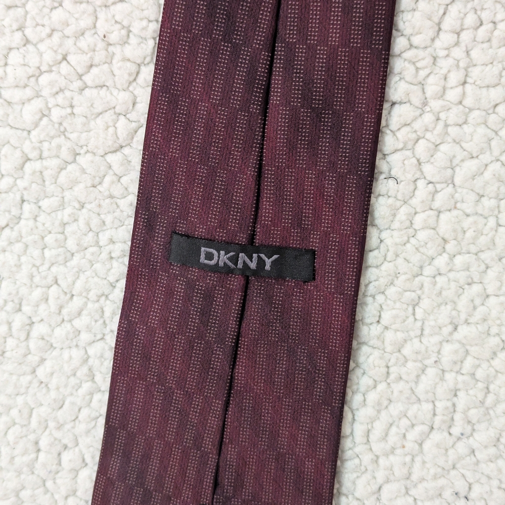 DKNY Dark Red Checkered Tie - Picture 3 of 3